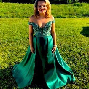Rachel Allan green prom pageant gown dress size 8
